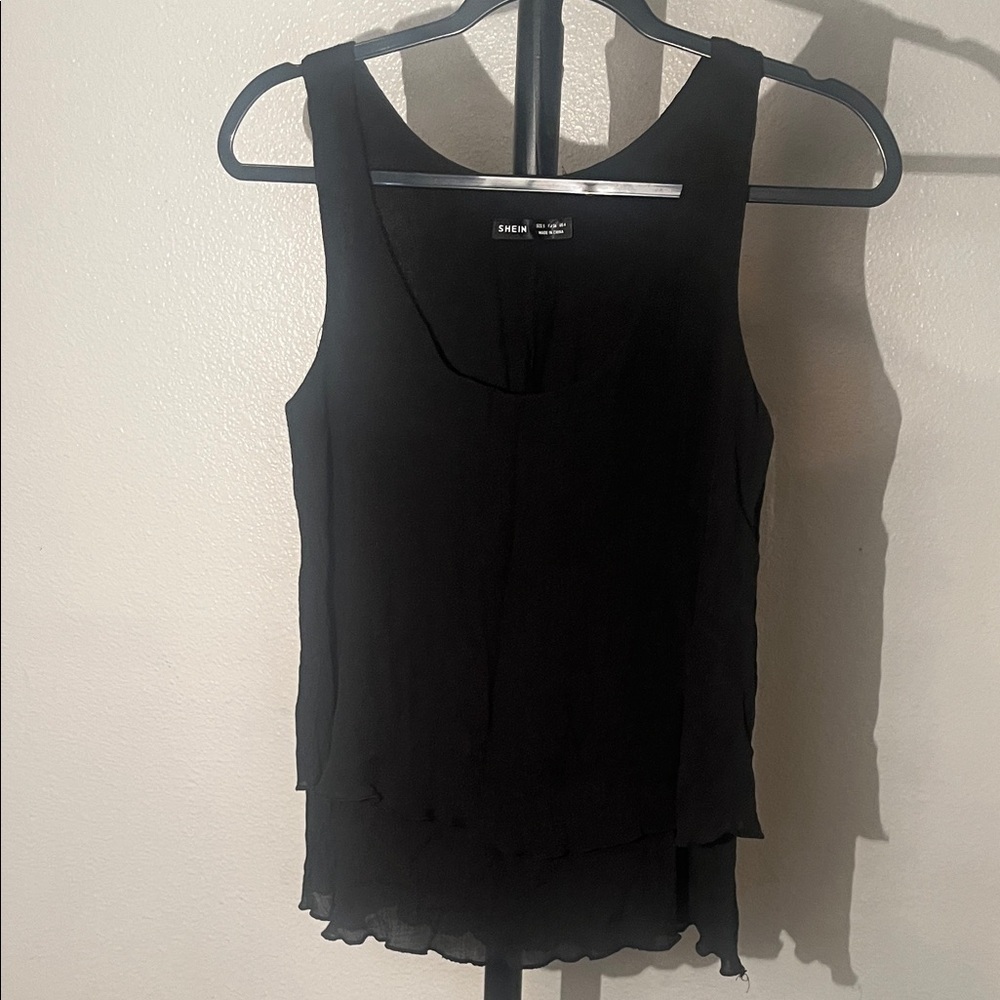 SHEIN Elegant Black Chiffon Tank Top